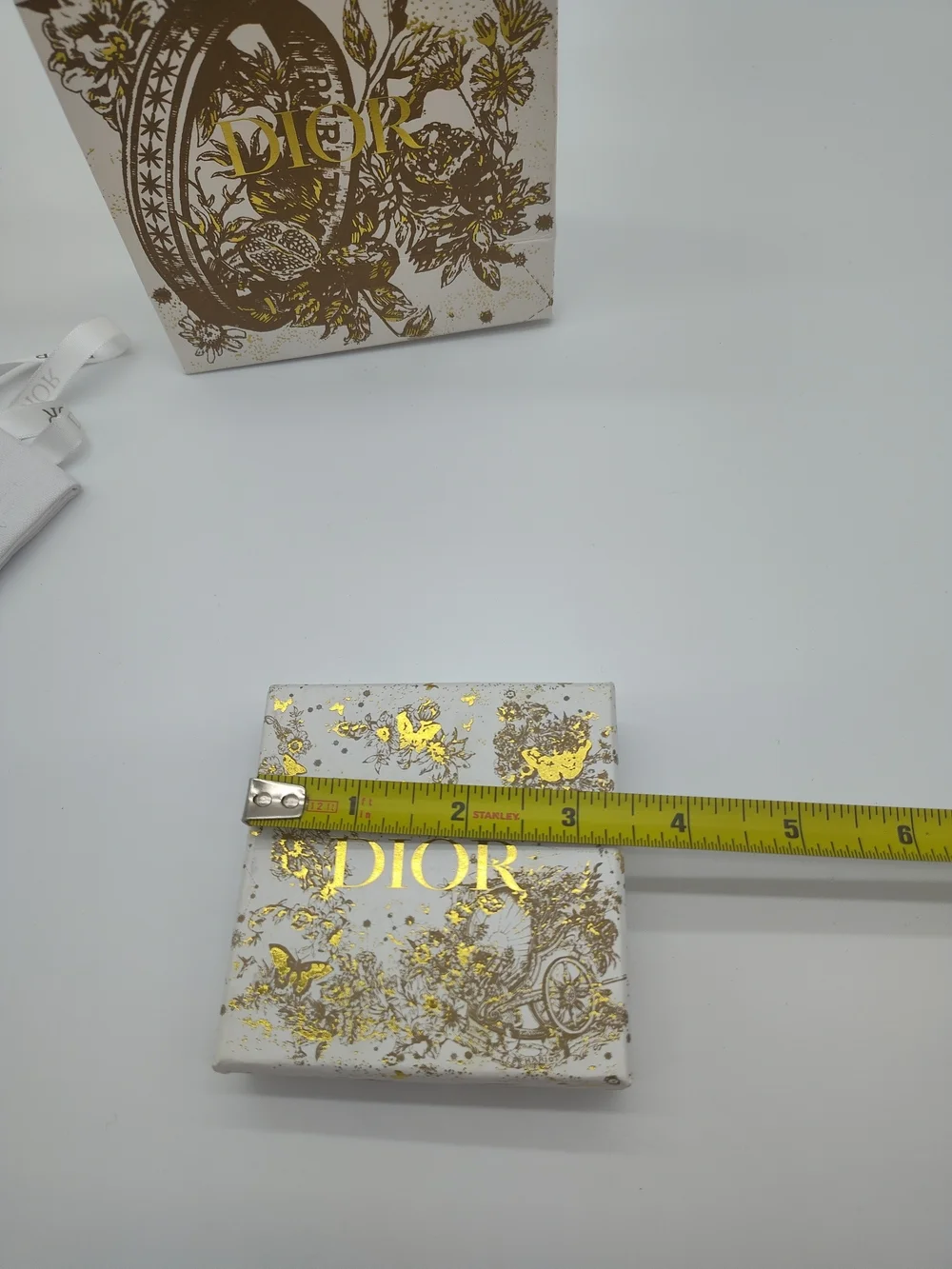 DIOR Limited Edition Gold Foil Butterfly Gift Bag Box Ribbon Dust Bag Set